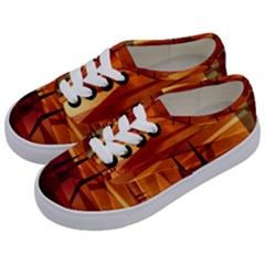 Illustration Golden Tuscany Brown Orange Kids  Classic Low Top Sneakers by Wegoenart