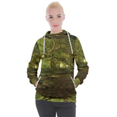 Nature Greenforest Trees Tree Landscape Women s Hooded Pullover by Wegoenart