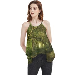 Nature Greenforest Trees Tree Landscape Flowy Camisole Tank Top by Wegoenart