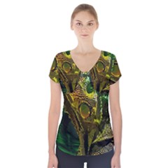 Chameleon Reptile Lizard Animal Short Sleeve Front Detail Top by Wegoenart