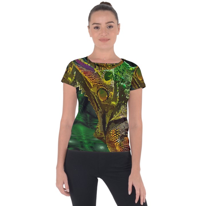 Chameleon Reptile Lizard Animal Short Sleeve Sports Top 