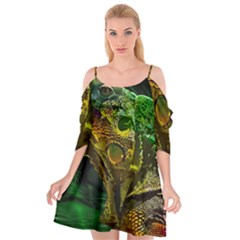 Chameleon Reptile Lizard Animal Cutout Spaghetti Strap Chiffon Dress by Wegoenart