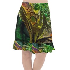 Chameleon Reptile Lizard Animal Fishtail Chiffon Skirt by Wegoenart