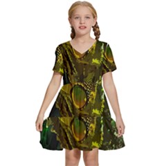 Chameleon Reptile Lizard Animal Kids  Short Sleeve Tiered Mini Dress