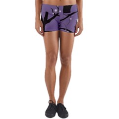 Moon Night Fantasy Dark Love Yoga Shorts by Wegoenart