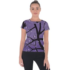 Moon Night Fantasy Dark Love Short Sleeve Sports Top  by Wegoenart