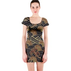 Oriental Traditional Seamless Pattern Short Sleeve Bodycon Dress by Wegoenart