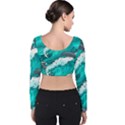 Sea Waves Seamless Pattern Velvet Long Sleeve Crop Top View2