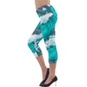 Sea Waves Seamless Pattern Lightweight Velour Capri Leggings  View3