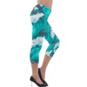 Sea Waves Seamless Pattern Lightweight Velour Capri Leggings  View4