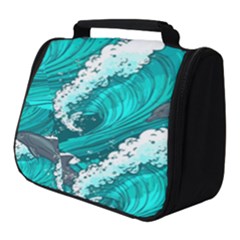 Sea Waves Seamless Pattern Full Print Travel Pouch (small) by Wegoenart