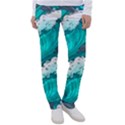 Sea Waves Seamless Pattern Women s Casual Pants View1