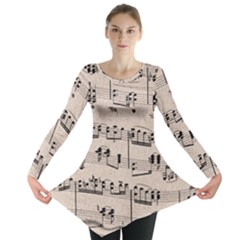 Art Vintage Music Paper Background Design Long Sleeve Tunic  by Wegoenart