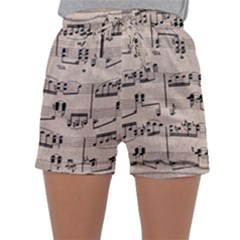 Art Vintage Music Paper Background Design Sleepwear Shorts by Wegoenart