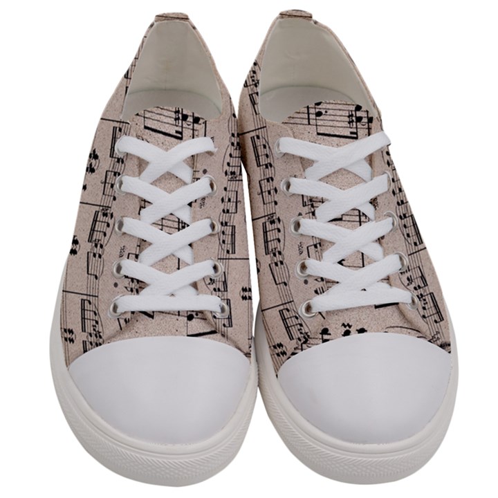 Art Vintage Music Paper Background Design Women s Low Top Canvas Sneakers