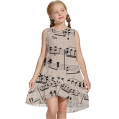 Art Vintage Music Paper Background Design Kids  Frill Swing Dress by Wegoenart