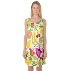 Seamless-fruit Sleeveless Satin Nightdress by nateshop