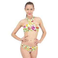 Seamless-fruit High Neck Bikini Set by nateshop