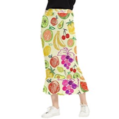 Seamless-fruit Maxi Fishtail Chiffon Skirt by nateshop