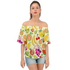 Seamless-fruit Off Shoulder Short Sleeve Top