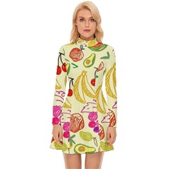 Seamless-fruit Long Sleeve Velour Longline Dress by nateshop