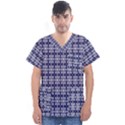 Floral-navi Men s V-Neck Scrub Top View1