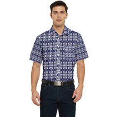 Floral-navi Men s Short Sleeve Pocket Shirt  by nateshop