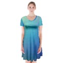 Color-bubbly Short Sleeve V-neck Flare Dress View1