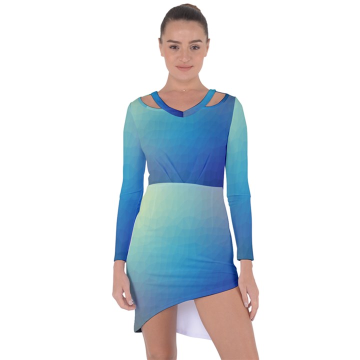 Color-bubbly Asymmetric Cut-Out Shift Dress