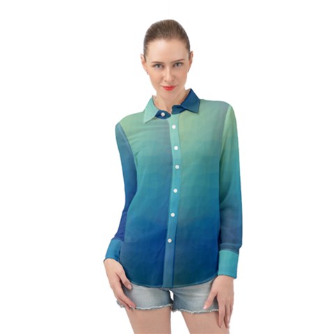 Color-bubbly Long Sleeve Chiffon Shirt by nateshop