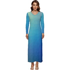 Color-bubbly Long Sleeve Velour Longline Maxi Dress by nateshop