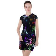 Snowflakes-star Calor Drawstring Hooded Dress by nateshop