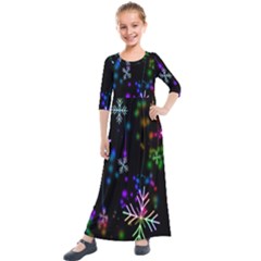 Snowflakes-star Calor Kids  Quarter Sleeve Maxi Dress by nateshop