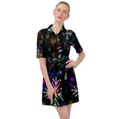 Snowflakes-star Calor Belted Shirt Dress by nateshop