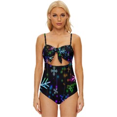 Snowflakes-star Calor Knot Front One-piece Swimsuit by nateshop