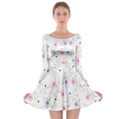 Background-flower Beatiful Long Sleeve Skater Dress by nateshop