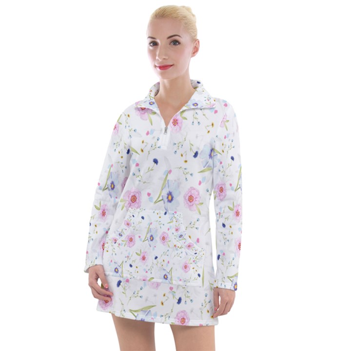 Background-flower Beatiful Women s Long Sleeve Casual Dress