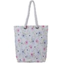 Background-flower Beatiful Full Print Rope Handle Tote (Small) View1