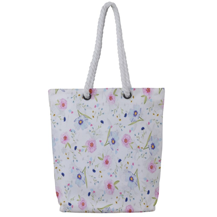 Background-flower Beatiful Full Print Rope Handle Tote (Small)