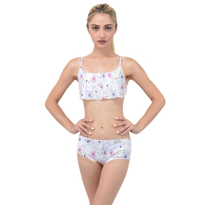 Background-flower Beatiful Layered Top Bikini Set