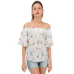 Background-flower Beatiful Off Shoulder Short Sleeve Top by nateshop