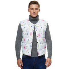 Background-flower Beatiful Men s Short Button Up Puffer Vest	 by nateshop