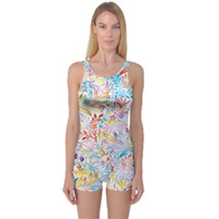 Floral Pattern One Piece Boyleg Swimsuit by nateshop