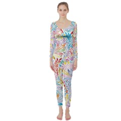 Floral Pattern Long Sleeve Catsuit by nateshop