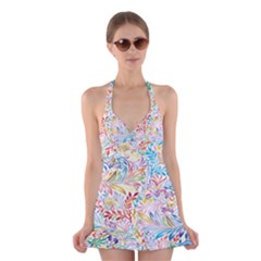 Floral Pattern Halter Dress Swimsuit  by nateshop