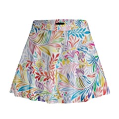 Floral Pattern Mini Flare Skirt by nateshop