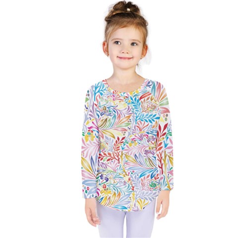 Floral Pattern Kids  Long Sleeve Tee by nateshop