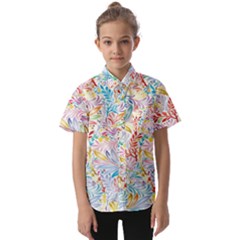 Floral Pattern Kids  Short Sleeve Shirt by nateshop