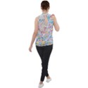 Floral Pattern Mock Neck Chiffon Sleeveless Top View2