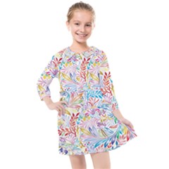 Floral Pattern Kids  Quarter Sleeve Shirt Dress